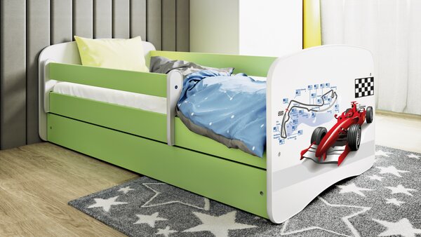 Kocot kids Dětská postel Babydreams formule jedna zelená, varianta 70x140, bez šuplíků, bez matrace