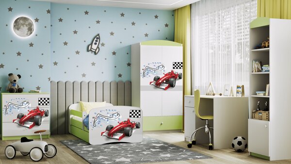 Kocot kids Dětská postel Babydreams formule jedna zelená, varianta 70x140, bez šuplíků, bez matrace