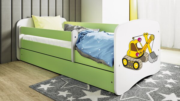 Kocot kids Dětská postel Babydreams bagr zelená, varianta 70x140, bez šuplíků, bez matrace