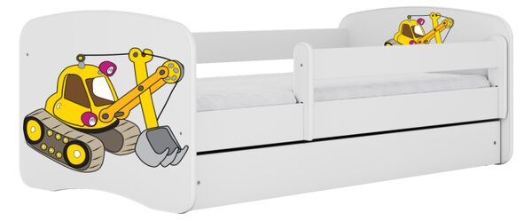 Kocot kids Dětská postel Babydreams bagr bílá, varianta 70x140, bez šuplíků, bez matrace