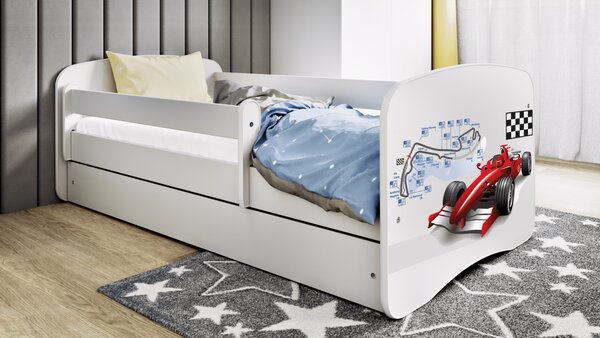 Kocot kids Dětská postel Babydreams formule jedna bílá, varianta 70x140, bez šuplíků, bez matrace
