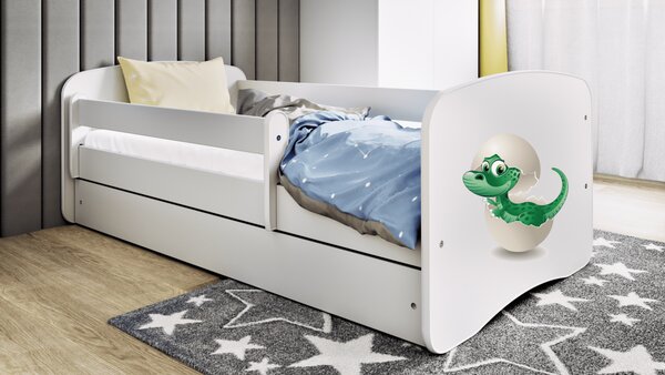 Kocot kids Dětská postel Babydreams dinosaurus bílá, varianta 70x140, bez šuplíků, bez matrace