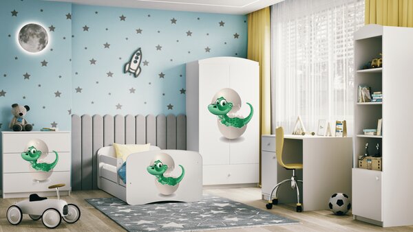 Kocot kids Dětská postel Babydreams dinosaurus bílá, varianta 70x140, bez šuplíků, bez matrace