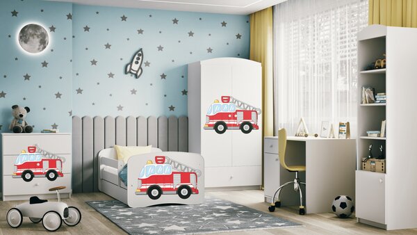 Kocot kids Dětská postel Babydreams hasičské auto bílá, varianta 70x140, bez šuplíků, bez matrace