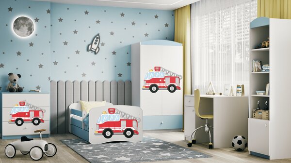 Kocot kids Dětská postel Babydreams hasičské auto modrá, varianta 70x140, bez šuplíků, bez matrace