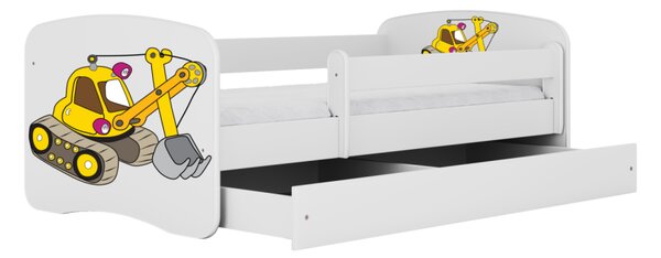 Kocot kids Dětská postel Babydreams bagr bílá, varianta 70x140, bez šuplíků, bez matrace
