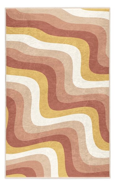 Okrově žlutý/starorůžový pratelný koberec 60x100 cm Creamy Strawberry Swirl – Mila Home