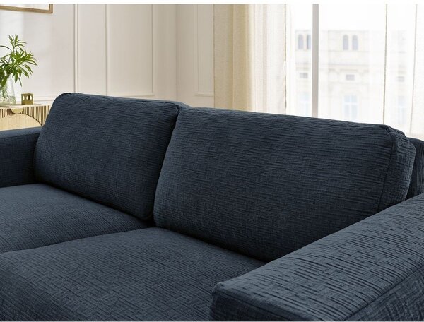 Tmavě modrá žinylková pohovka na každodenní spaní/rozkládací 220 cm Hugo – Bobochic Paris