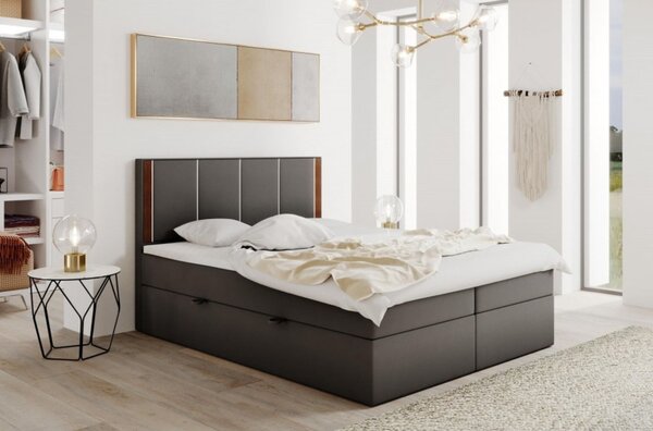 Čalouněná manželská postel s čelem 200x200 PURAM - šedá