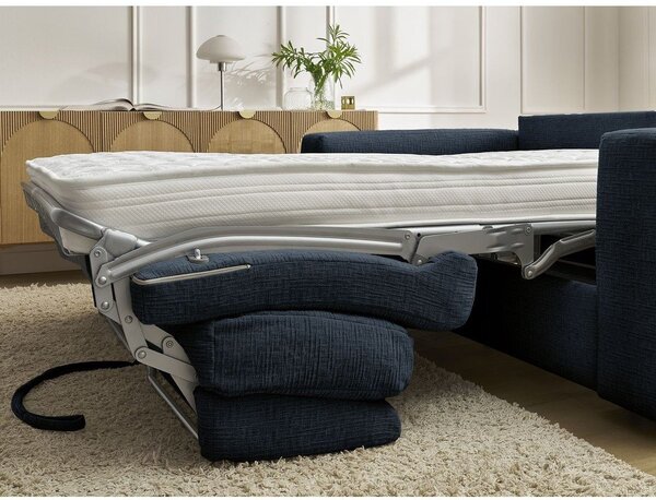 Tmavě modrá žinylková pohovka na každodenní spaní/rozkládací 220 cm Hugo – Bobochic Paris
