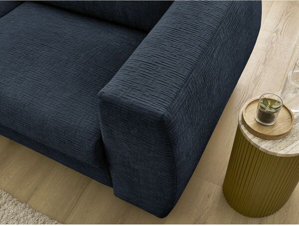 Tmavě modrá žinylková pohovka na každodenní spaní/rozkládací 220 cm Hugo – Bobochic Paris