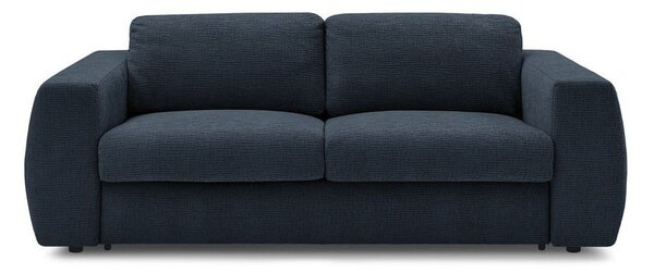 Tmavě modrá žinylková pohovka na každodenní spaní/rozkládací 220 cm Hugo – Bobochic Paris