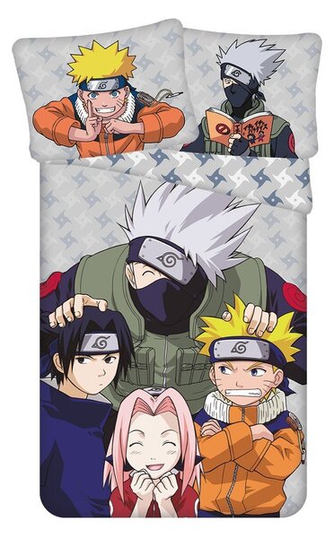 Bavlněné dětské povlečení na jednolůžko 140x200 cm Naruto "Grey" – Jerry Fabrics