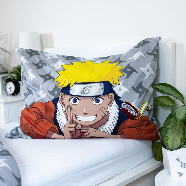 Bavlněné dětské povlečení na jednolůžko 140x200 cm Naruto "Grey" – Jerry Fabrics
