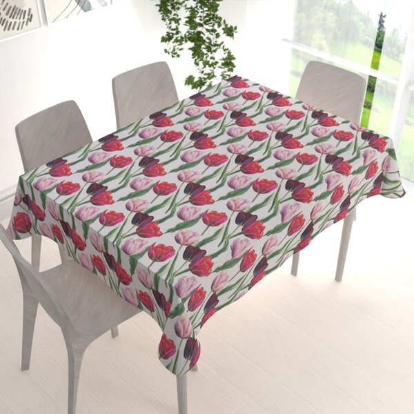 Biante Dekorační obdélníkový ubrus Terra TRA-001 Tulipány na kouřově šedém 50x100 cm