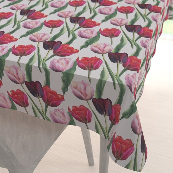 Biante Dekorační obdélníkový ubrus Terra TRA-001 Tulipány na kouřově šedém 50x100 cm