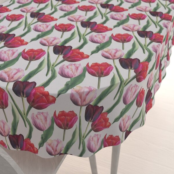 Biante Dekorační oválný ubrus Terra TRA-001 Tulipány na kouřově šedém 50x100 cm