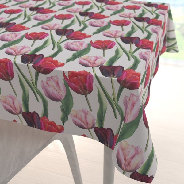 Biante Dekorační čtvercový ubrus Terra TRA-001 Tulipány na kouřově šedém 40x40 cm