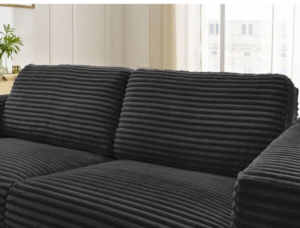 Černá manšestrová pohovka na každodenní spaní/rozkládací 220 cm Hugo – Bobochic Paris