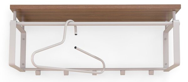 Ocelový nástěnný věšák v přírodní barvě/taupe s poličkou 70 cm Rex – Spinder Design