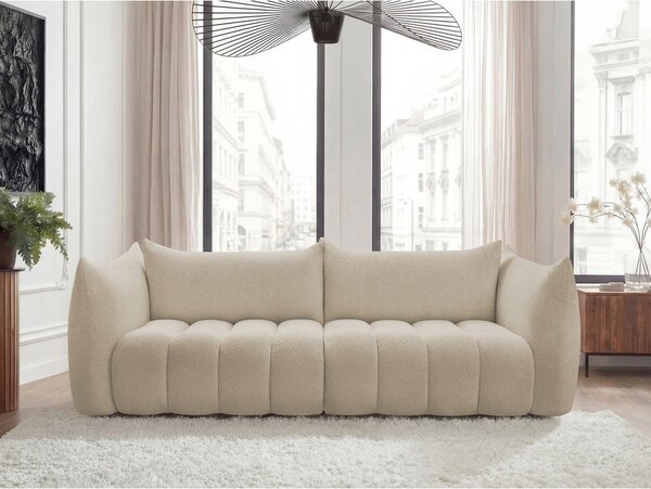 Béžová pohovka z textilie bouclé 286 cm Azra – Bobochic Paris