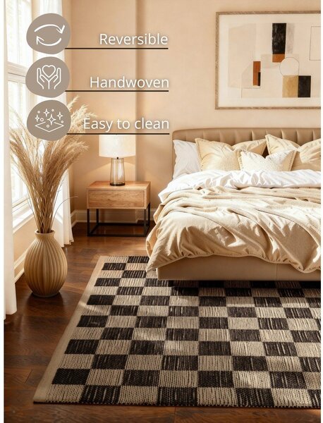 Černý/krémový oboustranný/ručně tkaný koberec s příměsí juty 120x170 cm Rex – Hanse Home