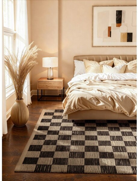 Černý/krémový oboustranný/ručně tkaný koberec s příměsí juty 120x170 cm Rex – Hanse Home