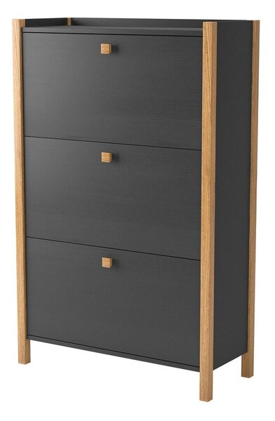 Tmavě šedý botník se třemi zásuvkami Woodman Bode