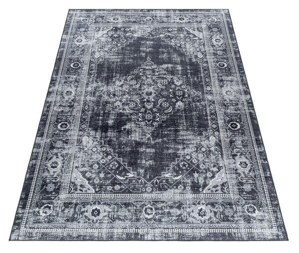 Ayyildiz, Kusový koberec Fiesta 4301 black, 80x250, černobílá, chodba / předsíň