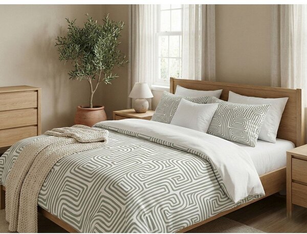Šalvějově zelené povlečení na jednolůžko 200x140 cm Maze – Mijolnir
