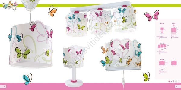 Dalber D-62143 - Dětské stropní svítidlo BUTTERFLY 3xE27/60W/230V 28492