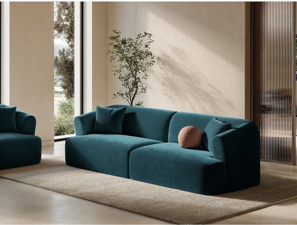 Sametová pohovka v petrolejové barvě 255 cm Campi – Cosmopolitan Design