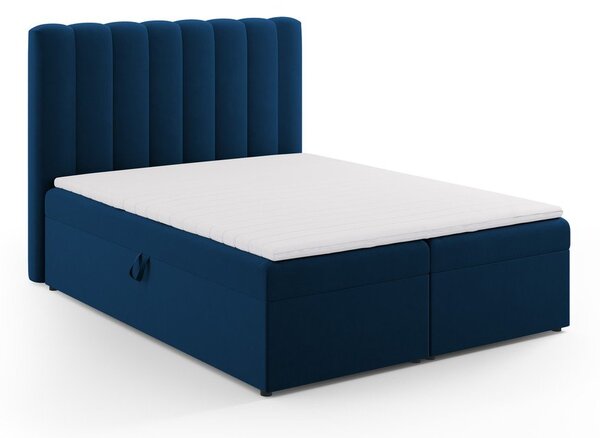 Tmavě modrá boxspring postel s úložným prostorem 160x200 cm Gina – Milo Casa