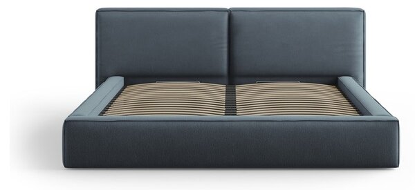 Tmavě modrá čalouněná dvoulůžková postel s úložným prostorem a roštem 180x200 cm Arendal – Cosmopolitan Design