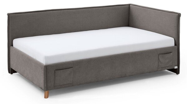 Šedá čalouněná rohová dětská postel s úložným prostorem s roštem 120x200 cm Fun – Meise Möbel