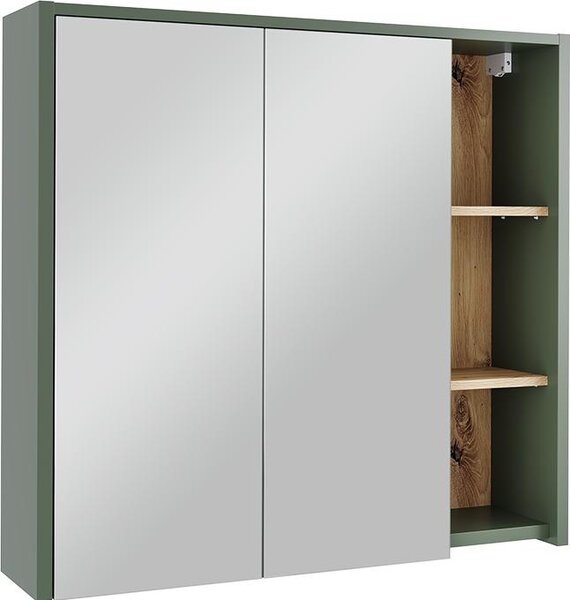 Skříňka se zrcadlem do koupelny Vicco Viola Zelená/umělecká 80 x 75 cm s otevřenými policemi, Model 54862