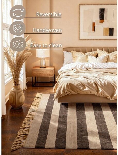 Černý/krémový oboustranný/ručně tkaný jutový koberec 120x170 cm Playa – Hanse Home