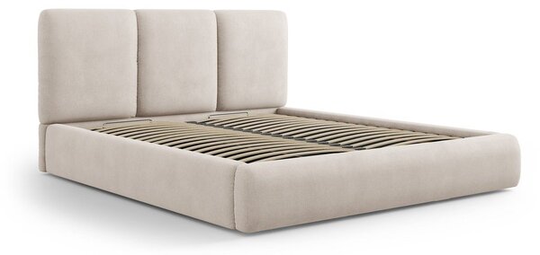 Béžová čalouněná dvoulůžková postel s úložným prostorem s roštem 180x200 cm Brody – Mazzini Beds