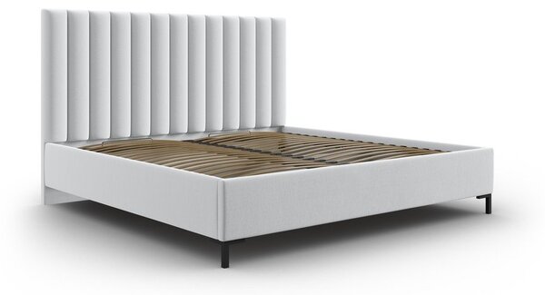 Světle šedá čalouněná dvoulůžková postel s úložným prostorem s roštem 180x200 cm Casey – Mazzini Beds