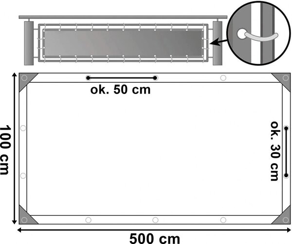 TZB Balkónová zástěna Ral 1x5 m šedá