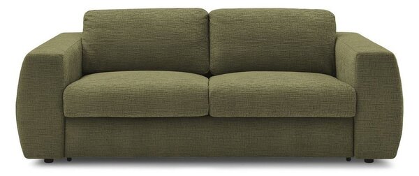 Zelená žinylková pohovka na každodenní spaní/rozkládací 220 cm Hugo – Bobochic Paris