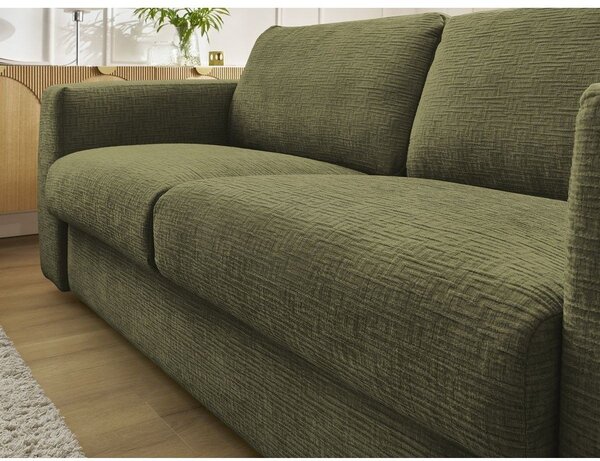 Zelená žinylková pohovka na každodenní spaní/rozkládací 220 cm Hugo – Bobochic Paris