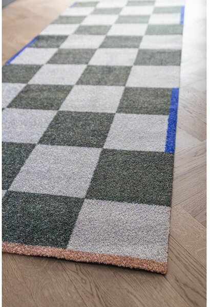 Tmavě zelený/krémový pratelný běhoun 77x242 cm Square – Mette Ditmer Denmark