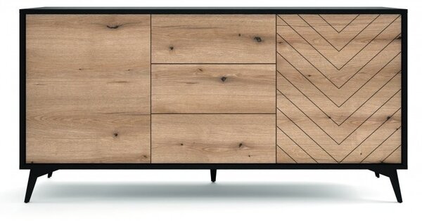 Piaski Komoda Diamond 153,5 cm I dub/černá