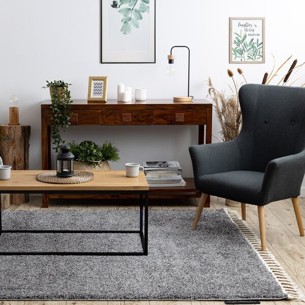 Dywany Łuszczów, Kusový koberec Berber 9000 light grey, 80x150, šedá, obývací pokoj