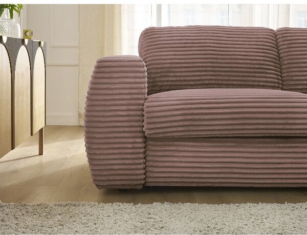 Růžová manšestrová pohovka na každodenní spaní/rozkládací 220 cm Hugo – Bobochic Paris