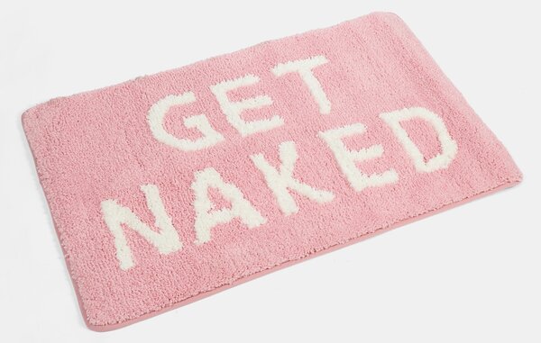 Sinsay - Koupelnový kobereček s nápisem GET NAKED - pastelová růžová