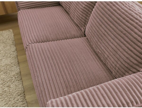 Růžová manšestrová pohovka na každodenní spaní/rozkládací 220 cm Hugo – Bobochic Paris