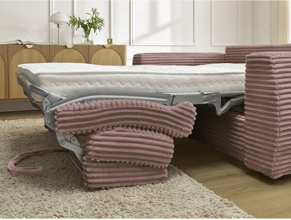 Růžová manšestrová pohovka na každodenní spaní/rozkládací 220 cm Hugo – Bobochic Paris