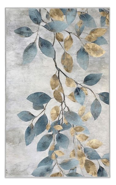 Pratelný koberec ve světle modré a zlaté barvě 160x230 cm Golden Leaves – Mila Home